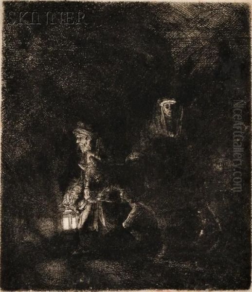 The Flight Into Egypt Oil Painting by Rembrandt Van Rijn