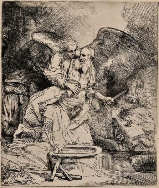 Abraham's Sacrifice Oil Painting by Rembrandt Van Rijn