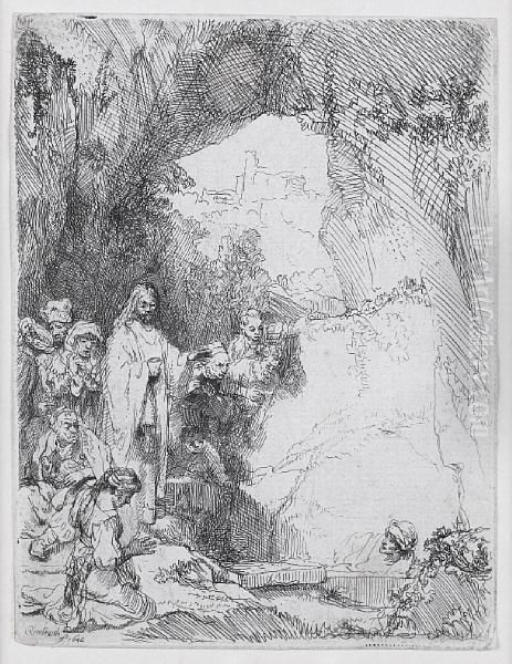 Raising Of Lazarus, Small Plate Oil Painting by Rembrandt Van Rijn