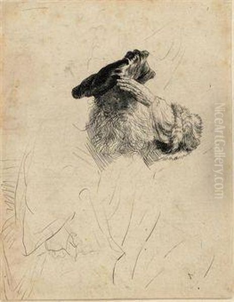 An Old Man Shading His Eyes With His Hand Oil Painting by Rembrandt Van Rijn