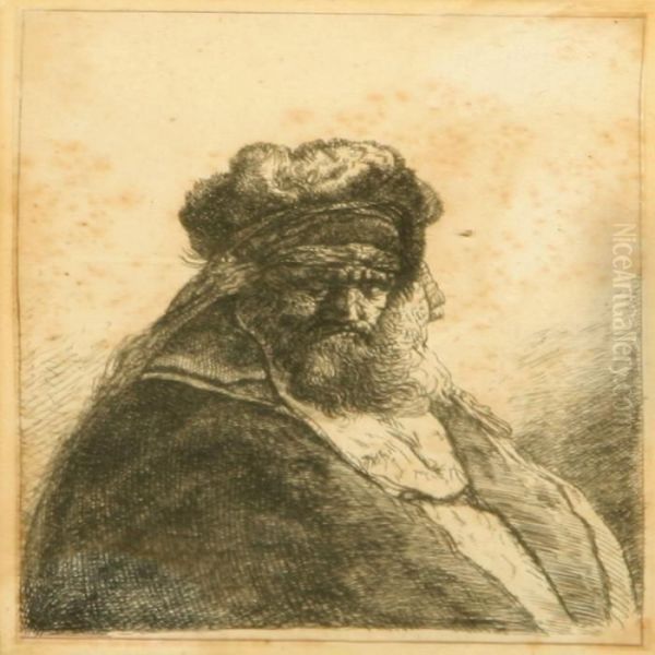 An Oldbearded Man With A Fur Hat Oil Painting by Rembrandt Van Rijn