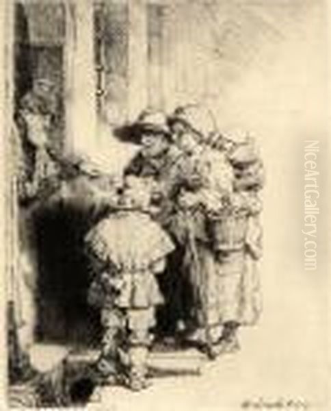 Beggar At The Door Oil Painting by Rembrandt Van Rijn