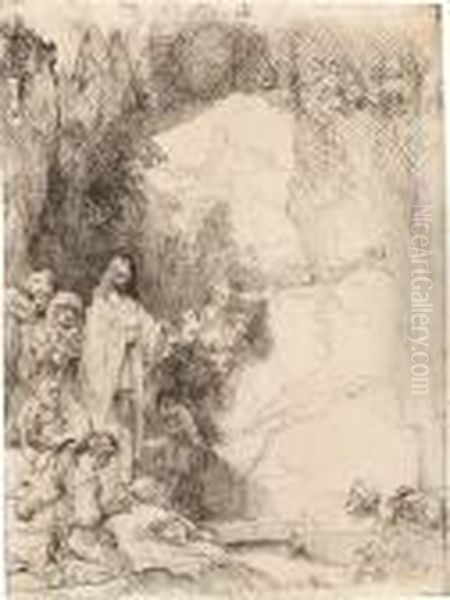 Auferweckung Des Lazarus, Kleine Platte Oil Painting by Rembrandt Van Rijn