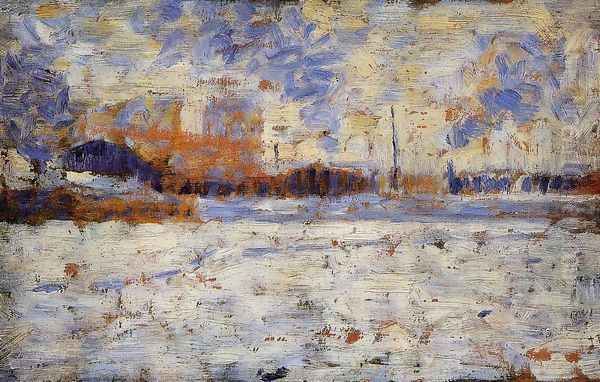 Snow Effect: Winter in the Suburbs Oil Painting by Georges Seurat