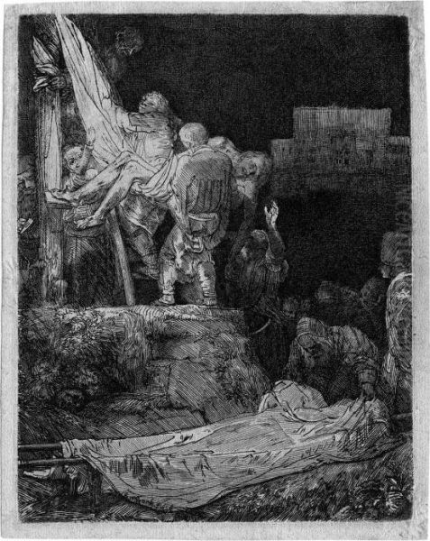 Die Kreuzabnahme Bei Fackelschein Oil Painting by Rembrandt Van Rijn