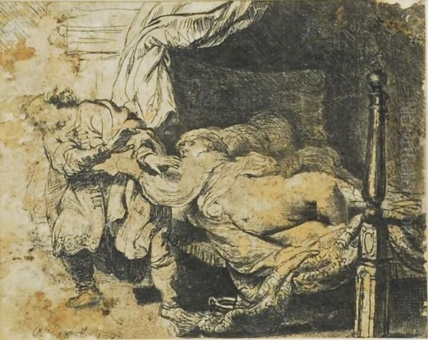 Scena Erotica Oil Painting by Rembrandt Van Rijn