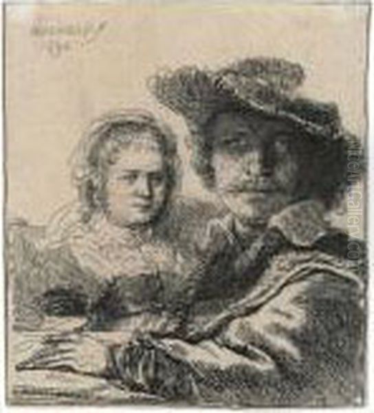 Self Portrait With Saskia Oil Painting by Rembrandt Van Rijn