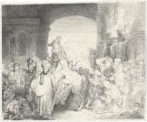 The Triumph Of Mordecai Oil Painting by Rembrandt Van Rijn