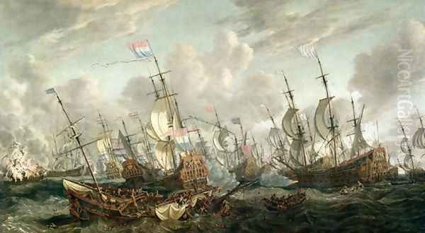 The Four Days Battle, 1-4 June 1666 Oil Painting by Abraham Storck