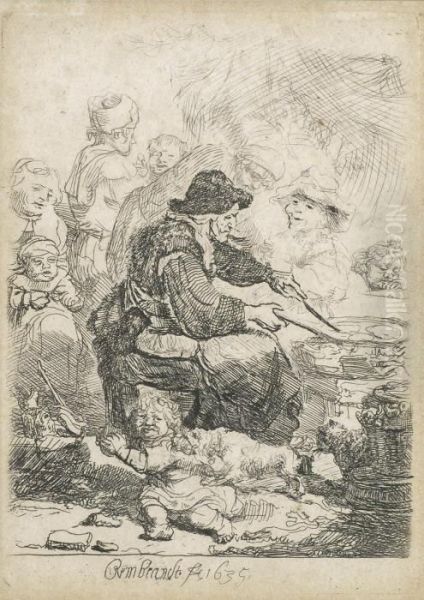 Die Pfannkuchenbackerin Oil Painting by Rembrandt Van Rijn