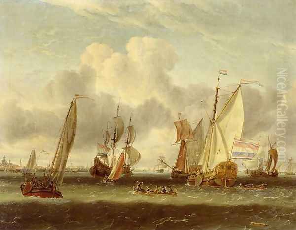 The IJ at Amsterdam Harbour Oil Painting by Abraham Storck