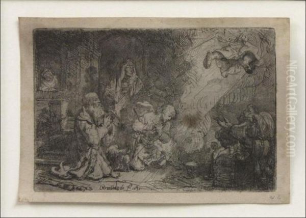 The Angel Departing From The Family Of Tobias Oil Painting by Rembrandt Van Rijn