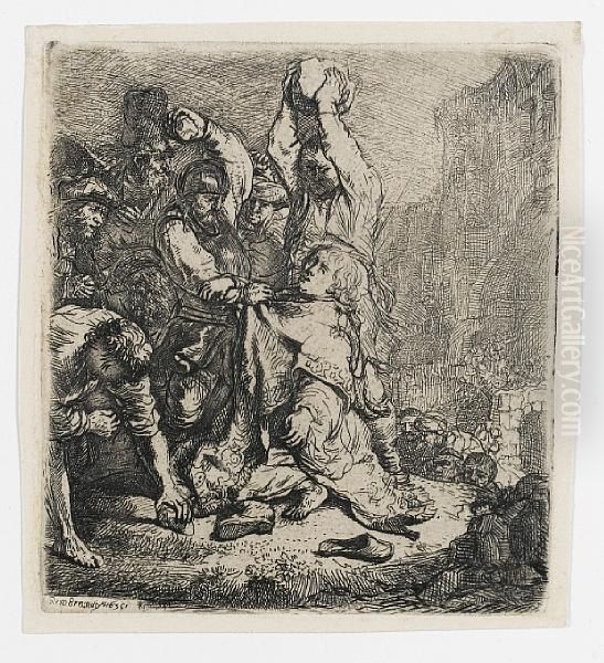 The Stoning Of St Stephen Oil Painting by Rembrandt Van Rijn