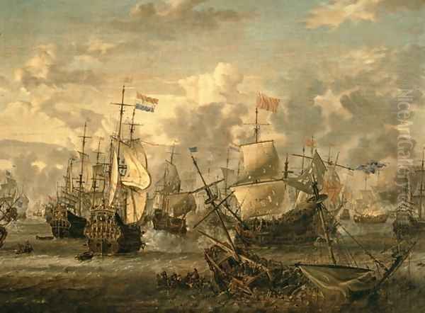 Episode of the Four Days Battle, 1st-4th June 1666 Oil Painting by Abraham Storck