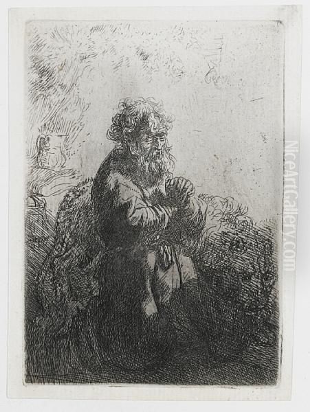 St Jerome Kneeling In Prayer Looking Down Oil Painting by Rembrandt Van Rijn