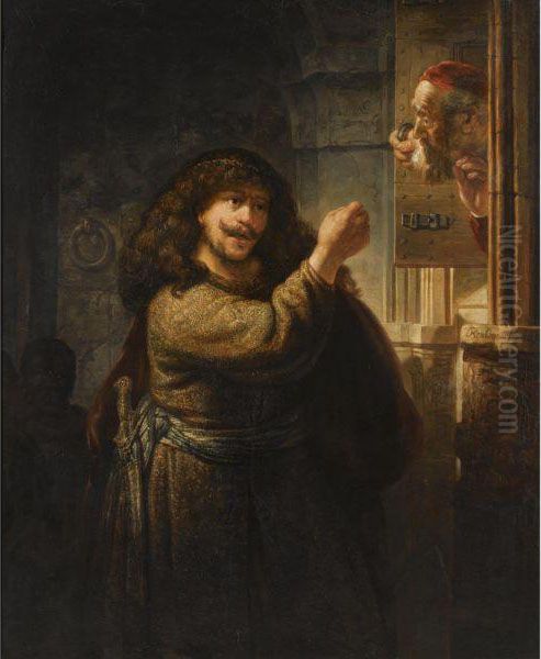 Samson Threatening His Father-in-law Oil Painting by Rembrandt Van Rijn