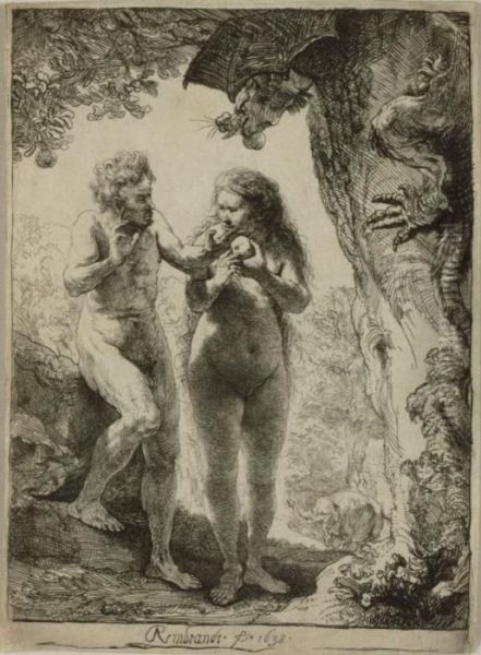 Adam And Eve Oil Painting by Rembrandt Van Rijn