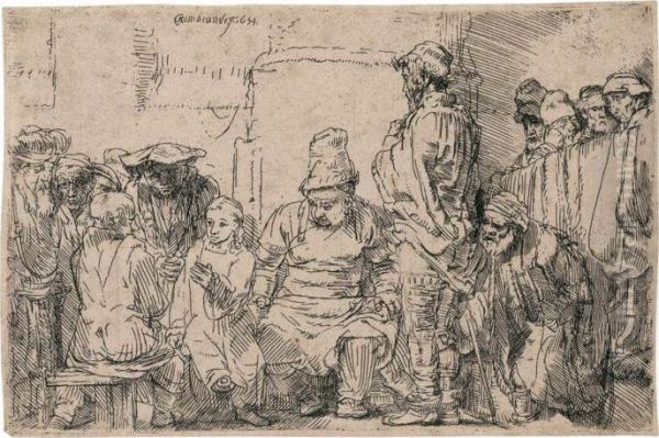 Christ Seated Disputing With The Doctors Oil Painting by Rembrandt Van Rijn