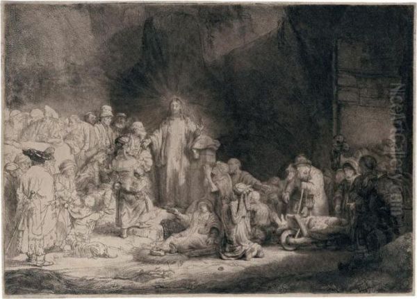 Christ Healing The Sick Oil Painting by Rembrandt Van Rijn