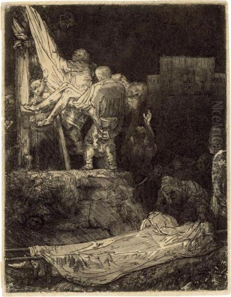 The Descent From The Cross By Torchlight Oil Painting by Rembrandt Van Rijn