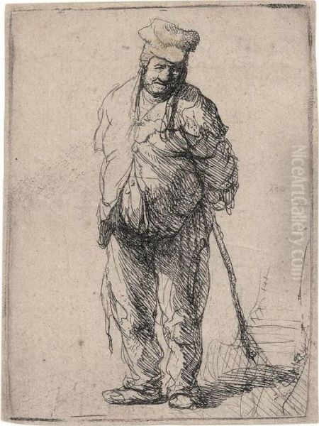 A Ragged Peasant With His Hands Behind Him by Rembrandt Van Rijn