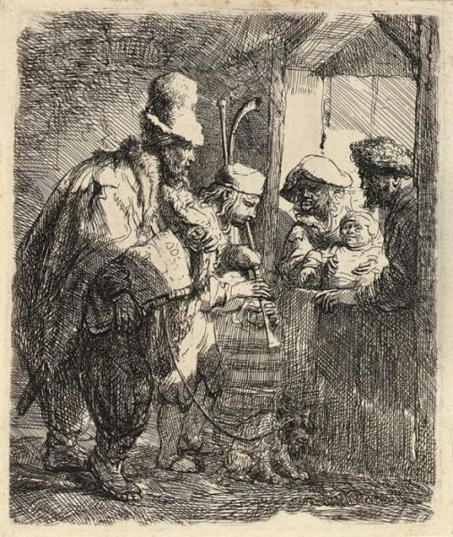 The Strolling Musicians Oil Painting by Rembrandt Van Rijn