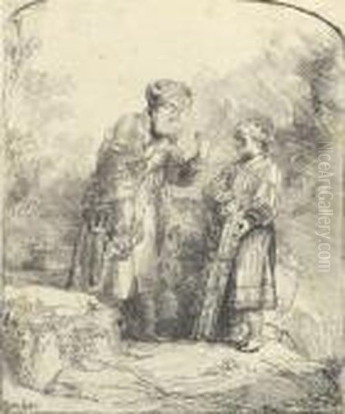 Abraham Und Isaak Oil Painting by Rembrandt Van Rijn