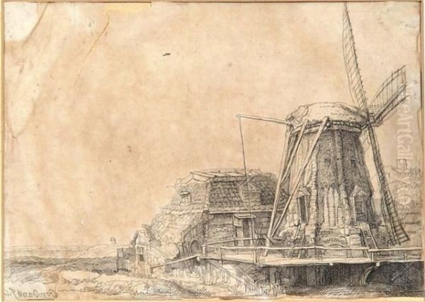 The Windmill Oil Painting by Rembrandt Van Rijn