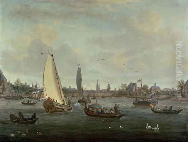 View of Amsterdam Harbour Oil Painting by Abraham Storck