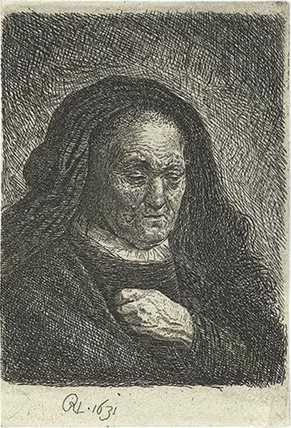 The Artist's Mother With Her Hand On Her Chest: Small Bust. Oil Painting by Rembrandt Van Rijn