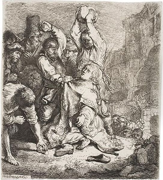 The Stoning Of St. Stephen. Oil Painting by Rembrandt Van Rijn