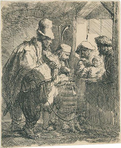 The Strolling Musicians. Oil Painting by Rembrandt Van Rijn