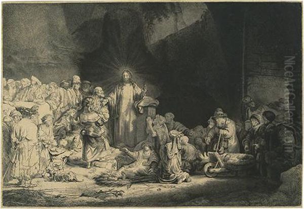 Christ Healing The Sick (the Hundred Guilder Print). Oil Painting by Rembrandt Van Rijn