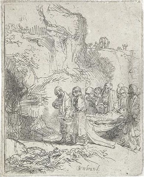 Christ Carried To The Tomb. Oil Painting by Rembrandt Van Rijn