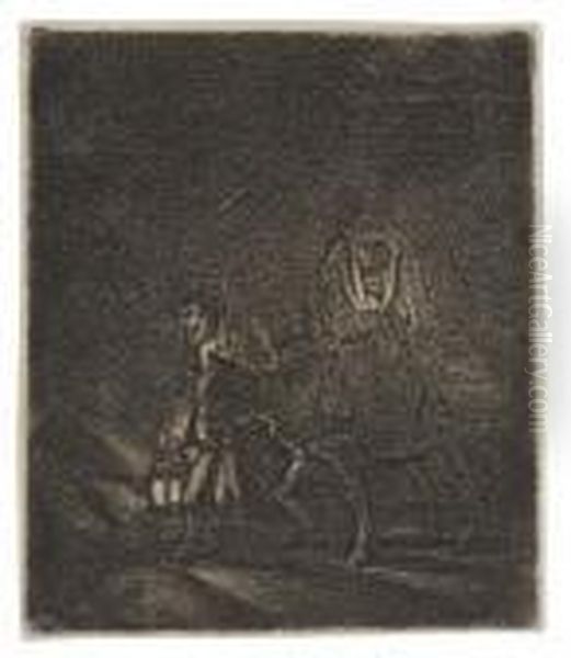 The Flight Into Egypt: A Night Piece. Oil Painting by Rembrandt Van Rijn