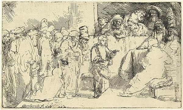 Christ Disputing With The Doctors. Oil Painting by Rembrandt Van Rijn