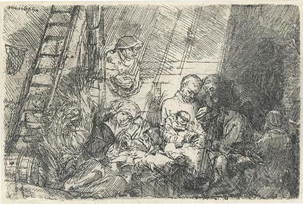 The Circumcision In The Stable. Oil Painting by Rembrandt Van Rijn