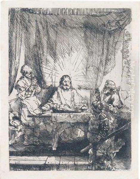 Christus In Emmaus Oil Painting by Rembrandt Van Rijn