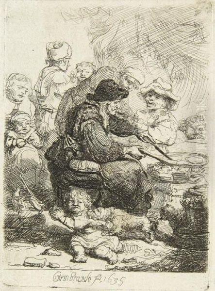 Die Pfannkuchenbackerin Oil Painting by Rembrandt Van Rijn