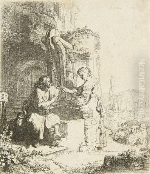 Christus Und Die Samariterin Oil Painting by Rembrandt Van Rijn