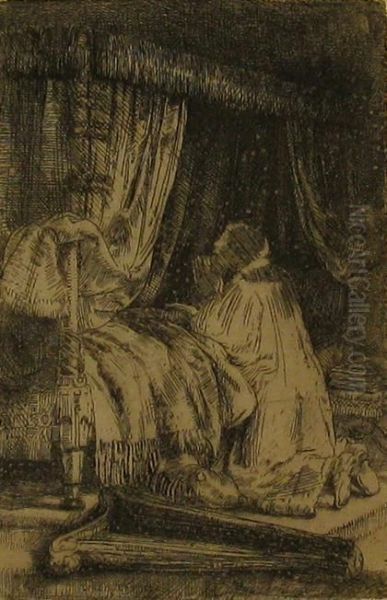 David At Prayer Oil Painting by Rembrandt Van Rijn