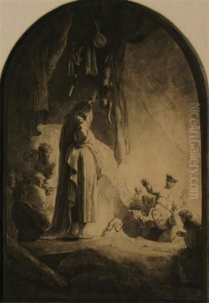 The Raising Of Lazarus: Larger Plate Oil Painting by Rembrandt Van Rijn