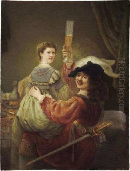 Rectangular Plaque Oil Painting by Rembrandt Van Rijn