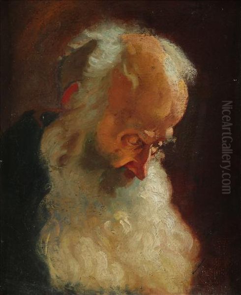 Head Study Of A Bearded Man Oil Painting by Rembrandt Van Rijn