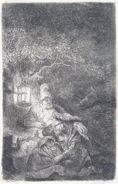 Die Ruhe Auf Der Flucht Nach Agypten Oil Painting by Rembrandt Van Rijn