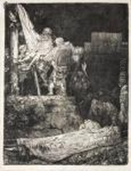 Die Kreuzabnahme Bei Fackelschein Oil Painting by Rembrandt Van Rijn