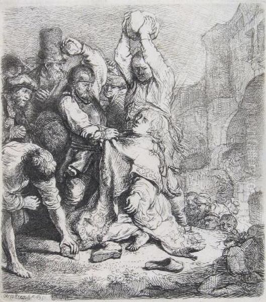 Radierung Auf Feinstrukturiertem Butten Oil Painting by Rembrandt Van Rijn