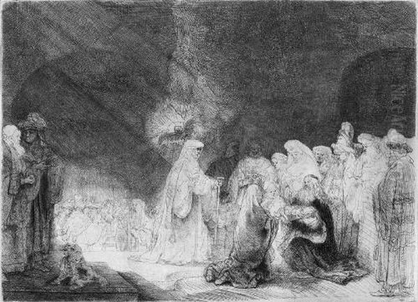 Radierung Auf Feinstrukturiertem Butten Mit Wasserzeichen Oil Painting by Rembrandt Van Rijn