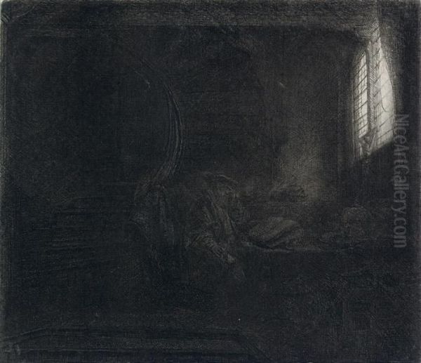 Saint Jerome In A Dark Chamber Oil Painting by Rembrandt Van Rijn