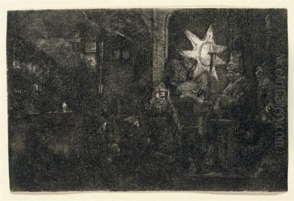 The Star Of The Kings: A Night Piece Oil Painting by Rembrandt Van Rijn